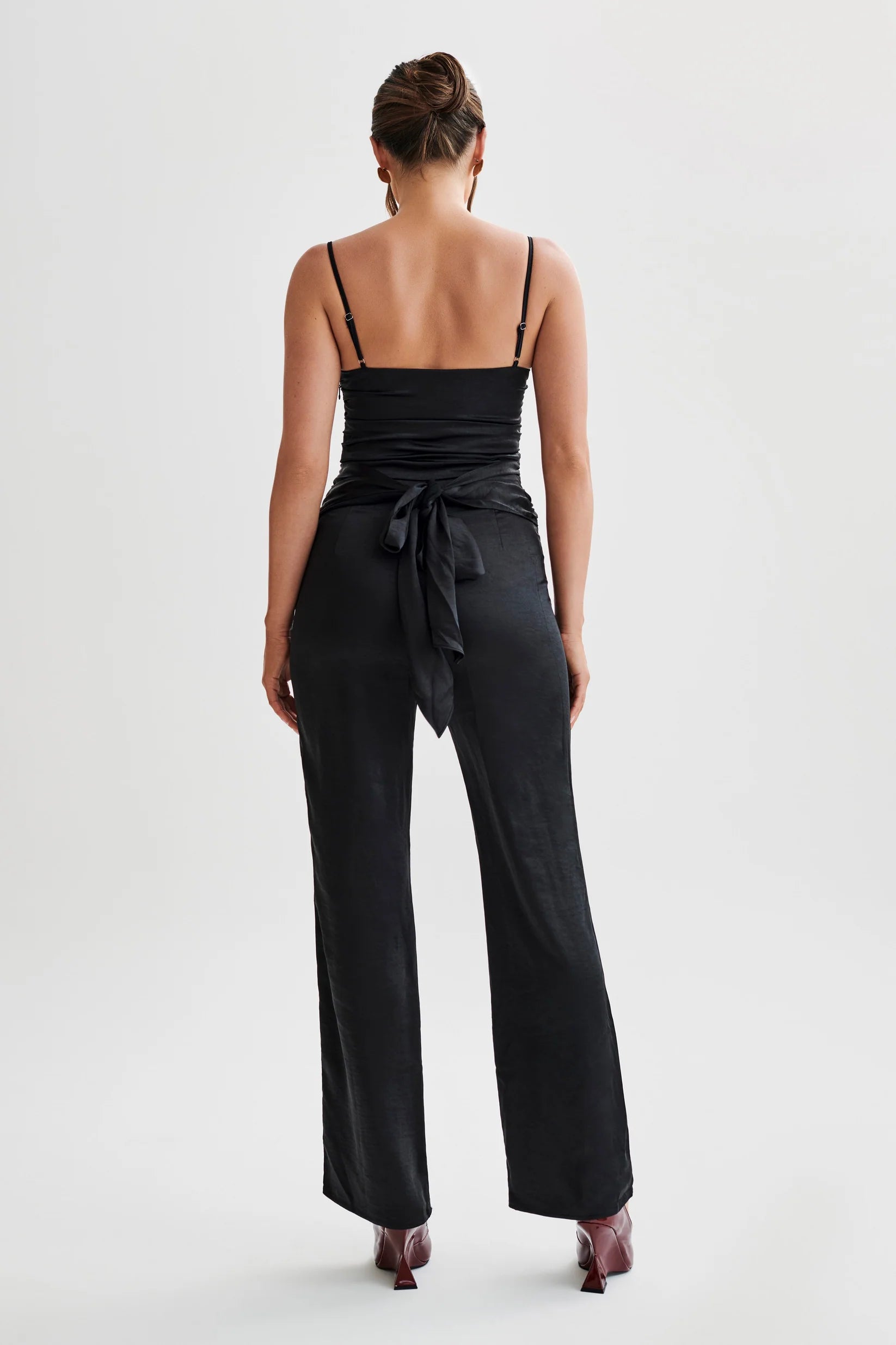 Twist Satin Jumpsuit - Black