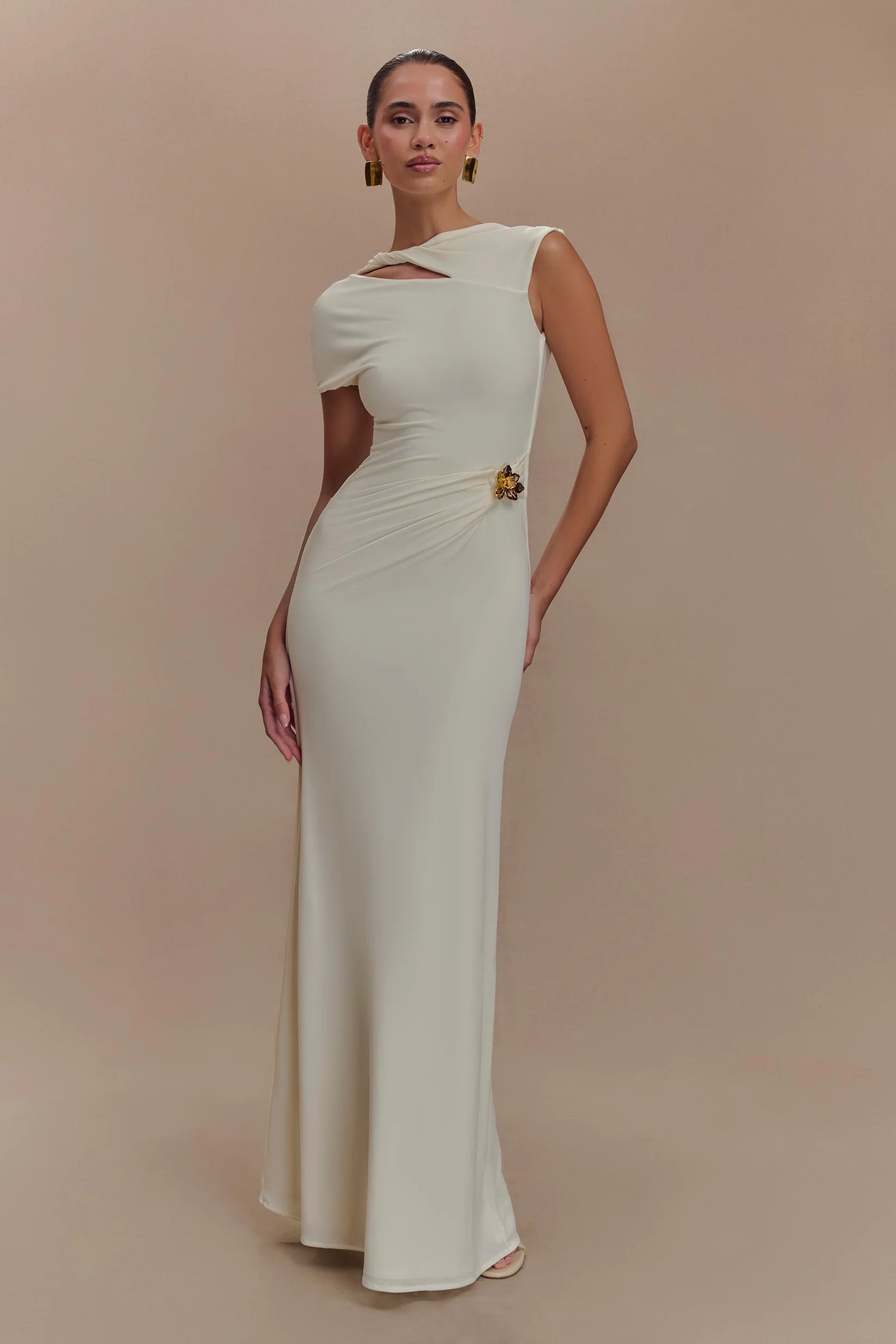 Slinky Maxi Dress With Hardware - Ivory