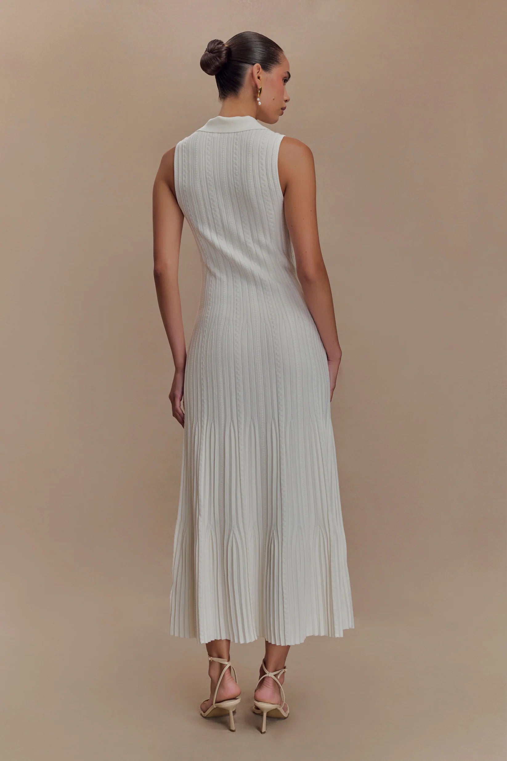 Sleeveless Knit Midi Dress - White