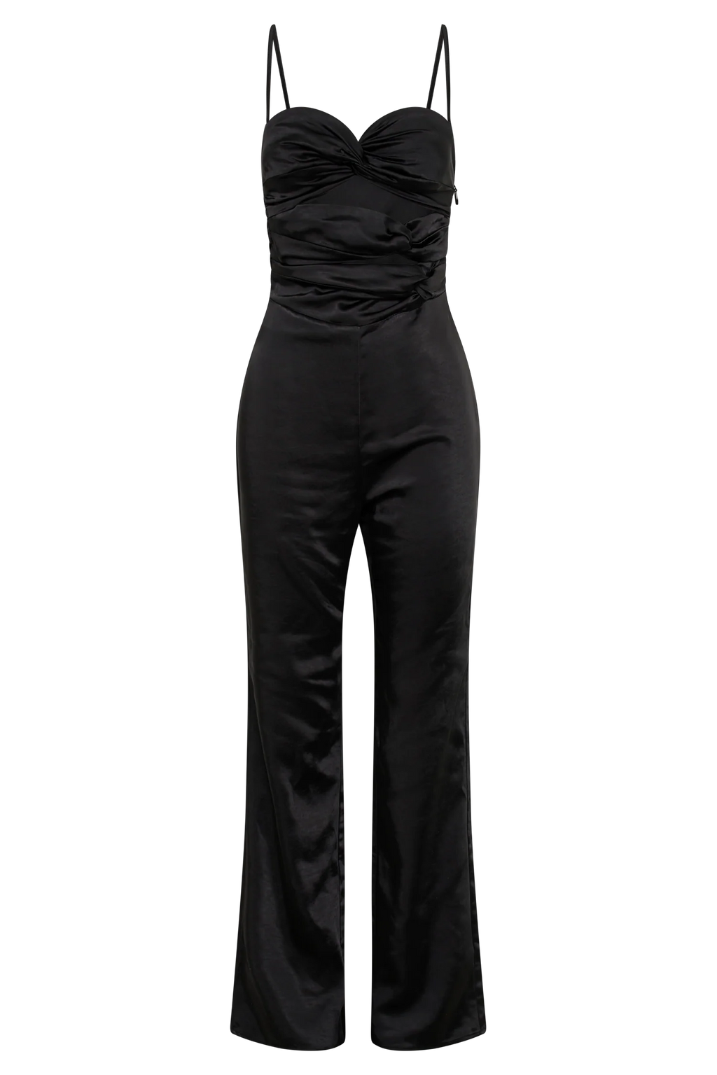 Twist Satin Jumpsuit - Black