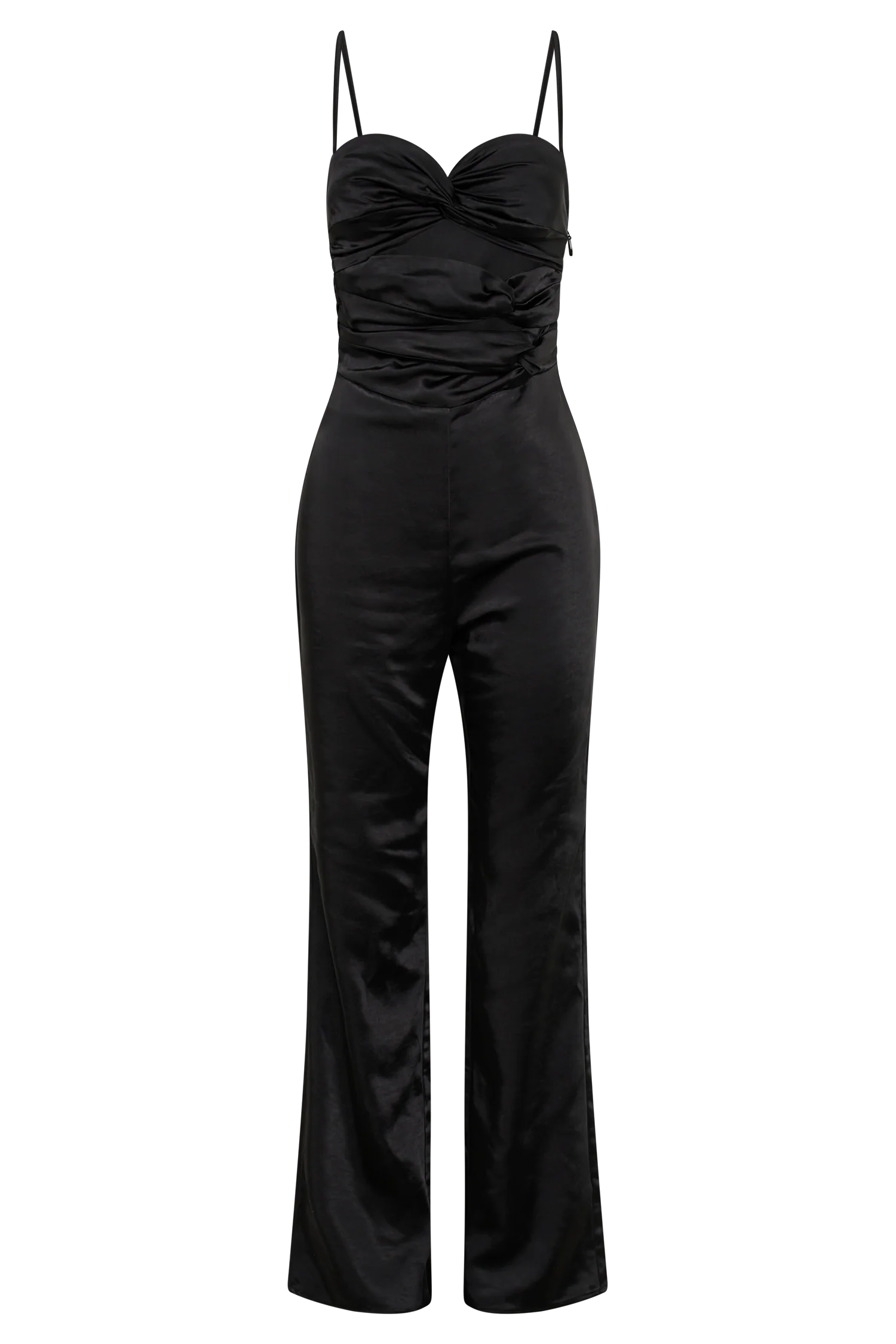 Twist Satin Jumpsuit - Black