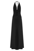 Lace And Satin Maxi Dress - Black